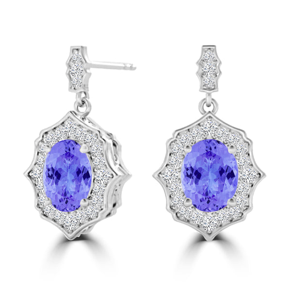 TMR121113 - Elizabeth - Oval Tanzanite and Diamond Earring