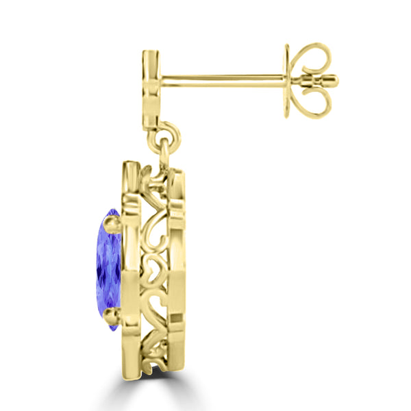 TMR121113 - Elizabeth - Oval Tanzanite and Diamond Earring