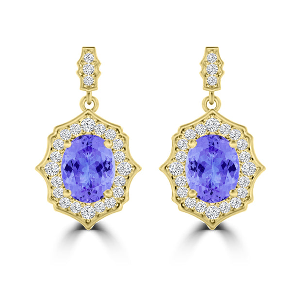 TMR121113 - Elizabeth - Oval Tanzanite and Diamond Earring