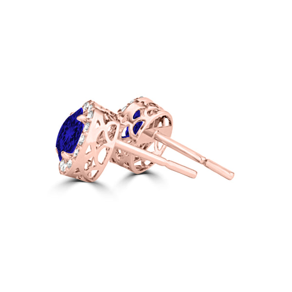 TMR121115 - Ella - Round Tanzanite and Diamond Earring Halo