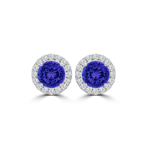 TMR121115 - Ella - Round Tanzanite and Diamond Earring Halo