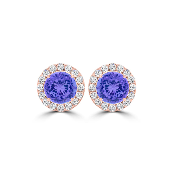 TMR121115 - Ella - Round Tanzanite and Diamond Earring Halo