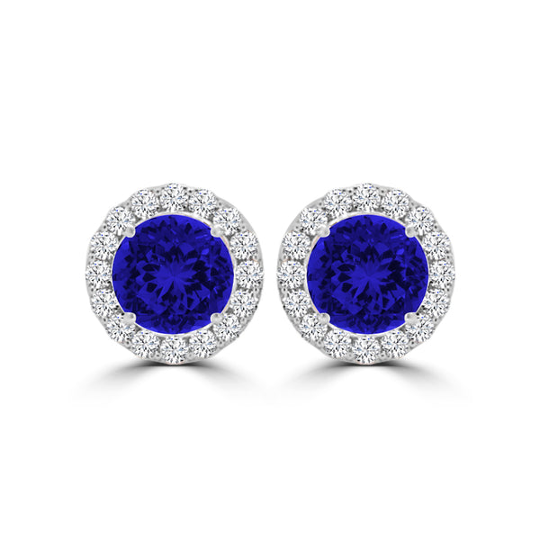 TMR121115 - Ella - Round Tanzanite and Diamond Earring Halo