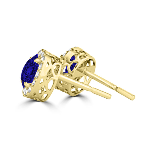 TMR121115 - Ella - Round Tanzanite and Diamond Earring Halo