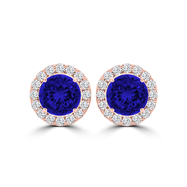 TMR121115 - Ella - Round Tanzanite and Diamond Earring Halo