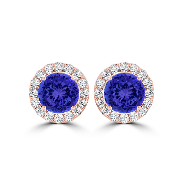 TMR121115 - Ella - Round Tanzanite and Diamond Earring Halo