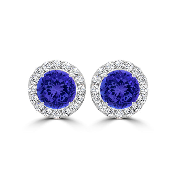 TMR121115 - Ella - Round Tanzanite and Diamond Earring Halo