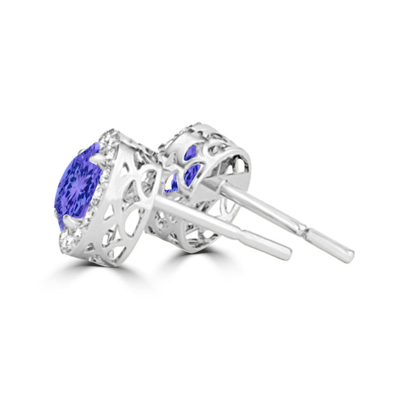 TMR121115 - Ella - Round Tanzanite and Diamond Earring Halo