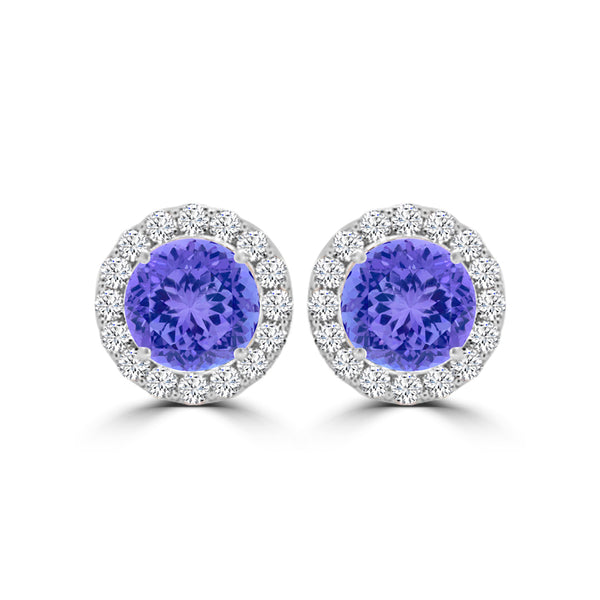 TMR121115 - Ella - Round Tanzanite and Diamond Earring Halo