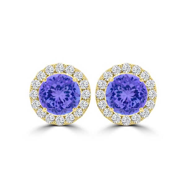 TMR121115 - Ella - Round Tanzanite and Diamond Earring Halo