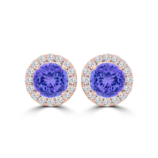 TMR121115 - Ella - Round Tanzanite and Diamond Earring Halo