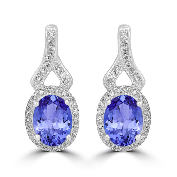 2.4ct Oval Tanzanite Halo Earring with 0.31 cttw Diamond