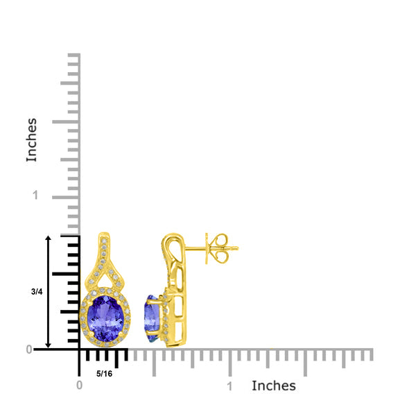 2.4ct Oval Tanzanite Halo Earring with 0.31 cttw Diamond