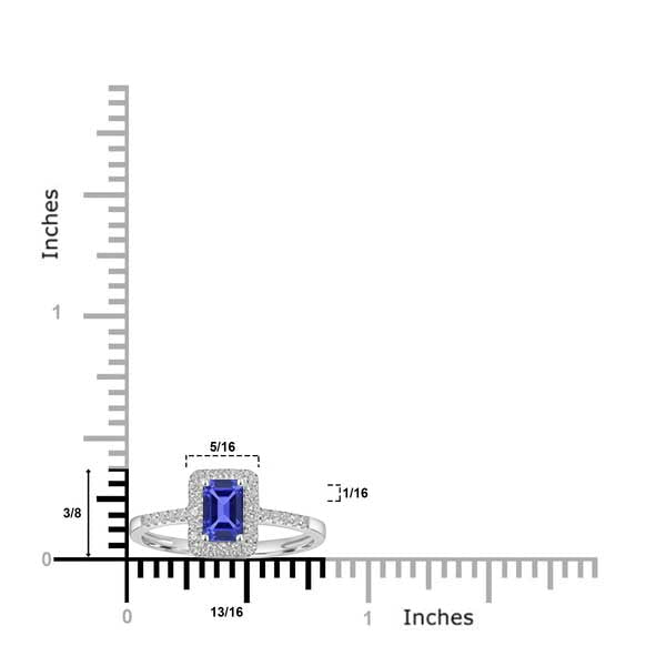 0.65ct Emerald Cut Tanzanite Ring with 0.2 cttw Diamond