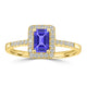 0.65ct Emerald Cut Tanzanite Ring with 0.2 cttw Diamond