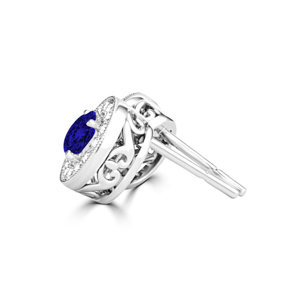 TMR121117 - Sofia - Round Tanzanite and Diamond Earring Halo Halo