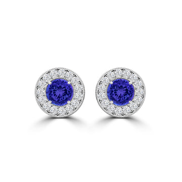 TMR121117 - Sofia - Round Tanzanite and Diamond Earring Halo