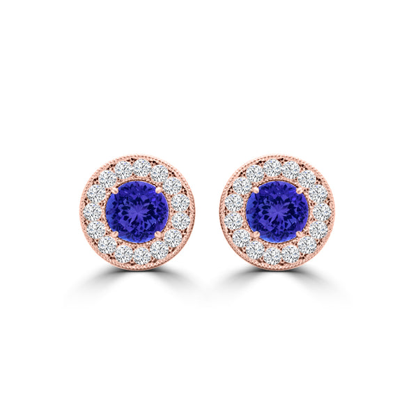 TMR121117 - Sofia - Round Tanzanite and Diamond Earring Halo Halo