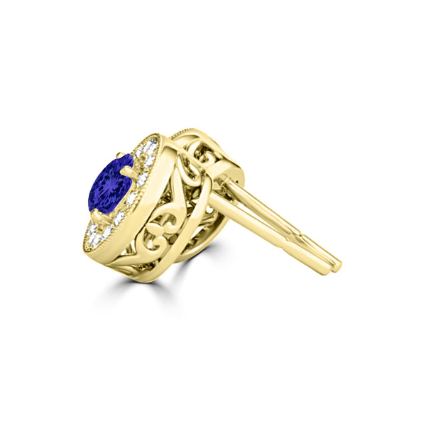 TMR121117 - Sofia - Round Tanzanite and Diamond Earring Halo Halo