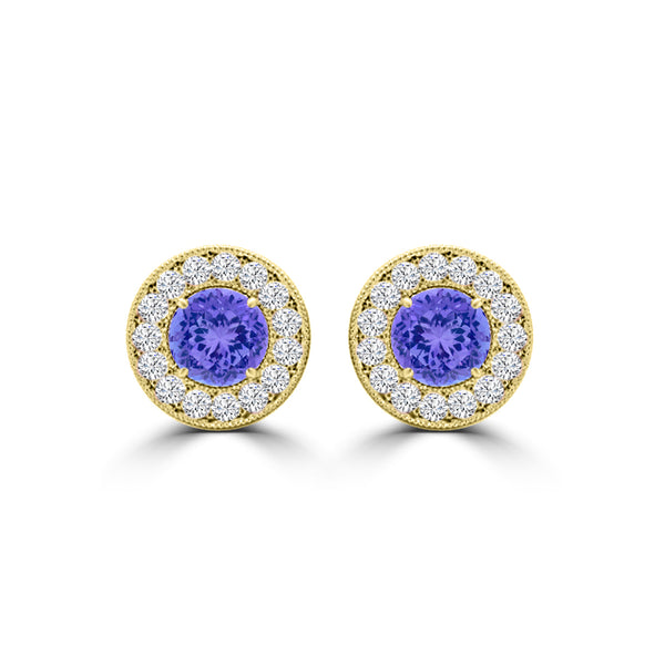 TMR121117 - Sofia - Round Tanzanite and Diamond Earring Halo Halo