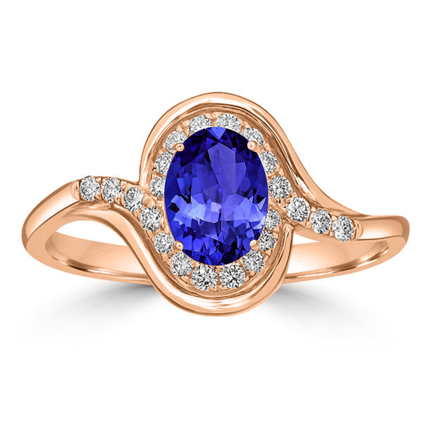 0.76ct Oval Tanzanite Ring with 0.19 cttw Diamond