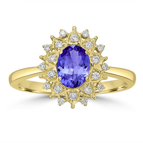 0.76ct Oval Tanzanite Ring with 0.15 cttw Diamond