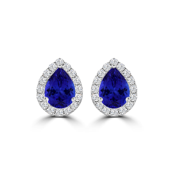 TMR121124 - Grace - Pear Tanzanite and Diamond Earring Halo