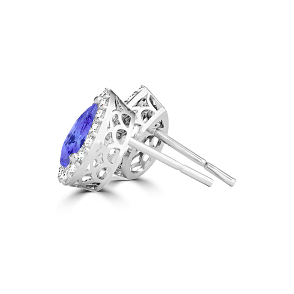 TMR121124 - Grace - Pear Tanzanite and Diamond Earring Halo