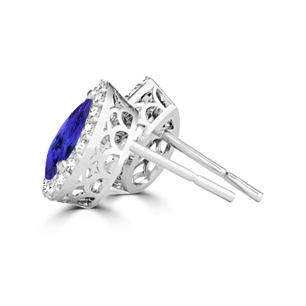 TMR121124 - Grace - Pear Tanzanite and Diamond Earring Halo