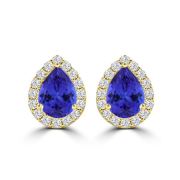 TMR121124 - Grace - Pear Tanzanite and Diamond Earring Halo