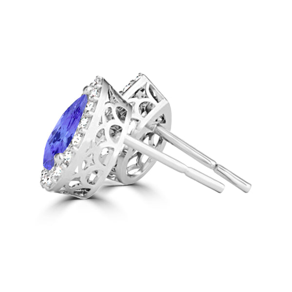 TMR121124 - Grace - Pear Tanzanite and Diamond Earring Halo