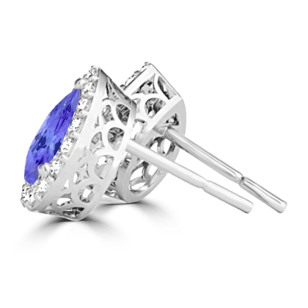 TMR121124 - Grace - Pear Tanzanite and Diamond Earring Halo