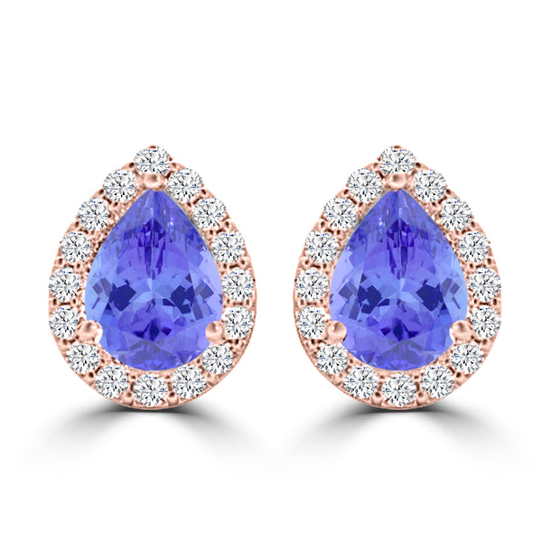 TMR121124 - Grace - Pear Tanzanite and Diamond Earring Halo