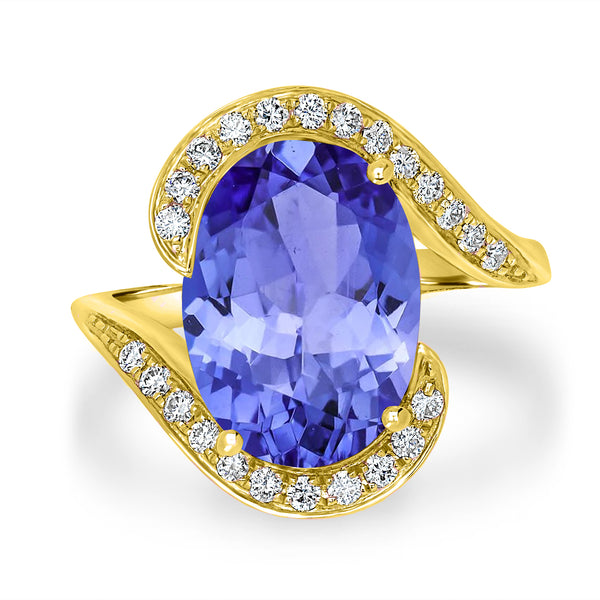 6.25ct Oval Tanzanite Ring with 0.31 cttw Diamond