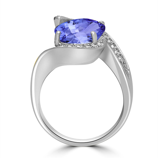 6.25ct Oval Tanzanite Ring with 0.31 cttw Diamond