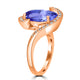 6.25ct Oval Tanzanite Ring with 0.31 cttw Diamond