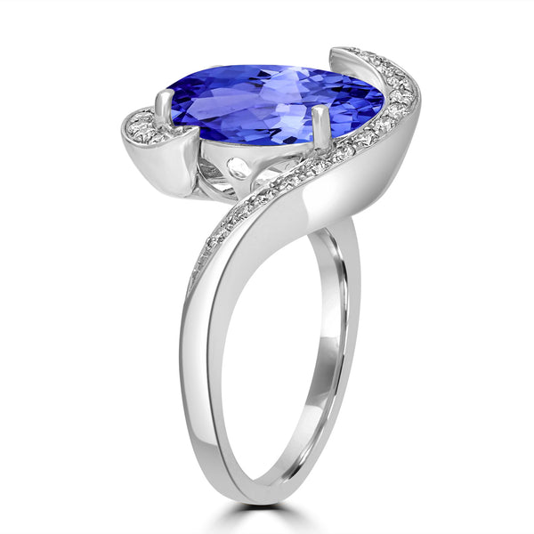 6.25ct Oval Tanzanite Ring with 0.31 cttw Diamond