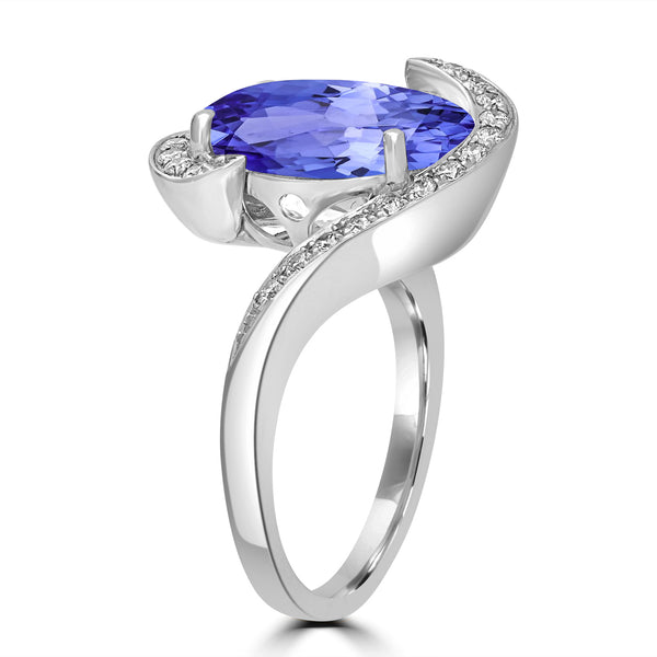 6.25ct Oval Tanzanite Ring with 0.31 cttw Diamond