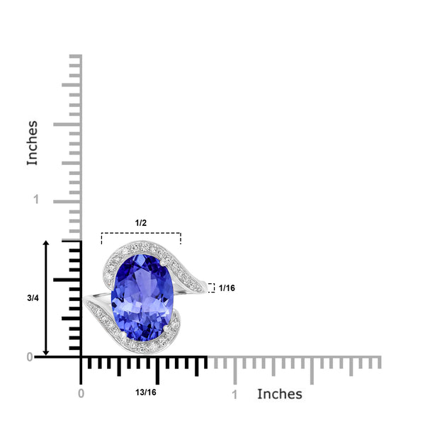 6.25ct Oval Tanzanite Ring with 0.31 cttw Diamond