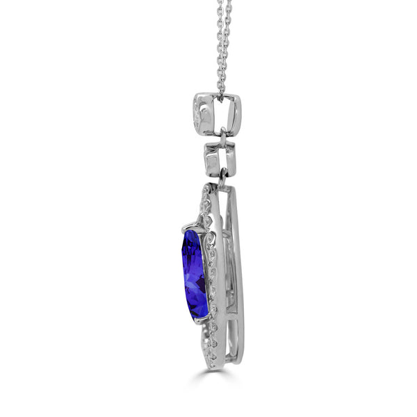 2.05ct Pear Tanzanite Pendant with 0.51 cttw Diamond