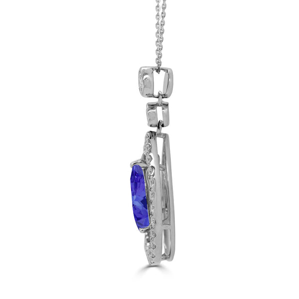 2.05ct Pear Tanzanite Pendant with 0.51 cttw Diamond