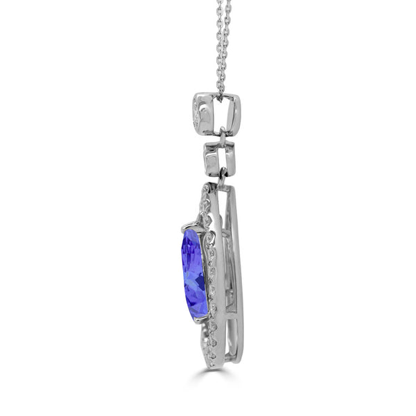 2.05ct Pear Tanzanite Pendant with 0.51 cttw Diamond