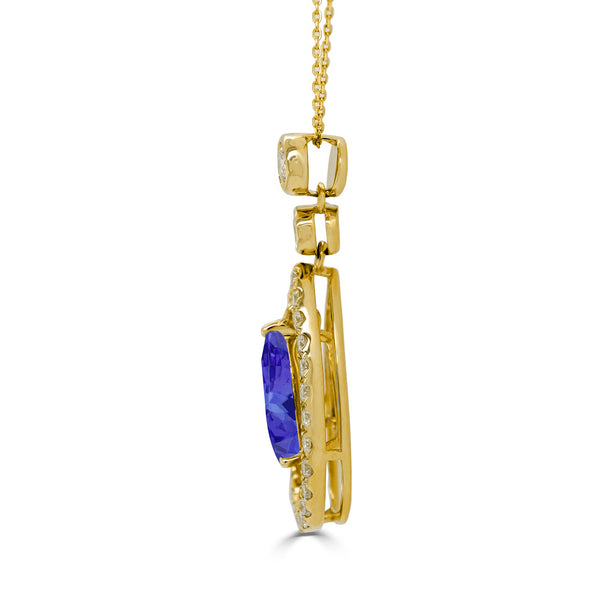 2.05ct Pear Tanzanite Pendant with 0.51 cttw Diamond