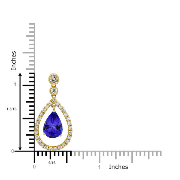 2.05ct Pear Tanzanite Pendant with 0.51 cttw Diamond