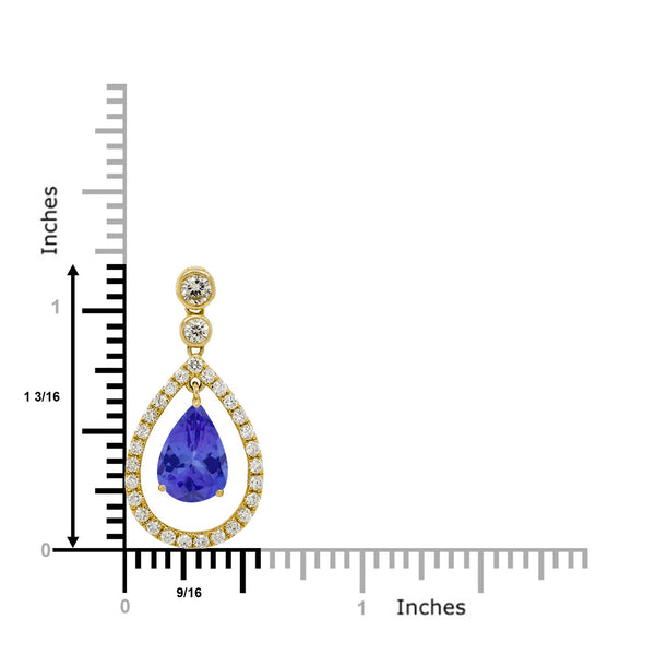 2.05ct Pear Tanzanite Pendant with 0.51 cttw Diamond