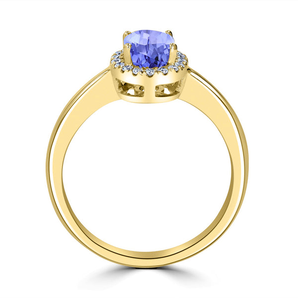 0.76ct Oval Tanzanite Ring with 0.11 cttw Diamond