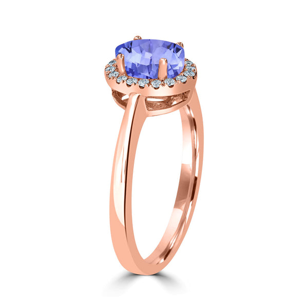 0.76ct Oval Tanzanite Ring with 0.11 cttw Diamond