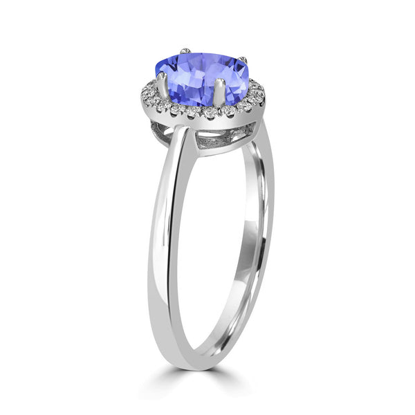 0.76ct Oval Tanzanite Ring with 0.11 cttw Diamond