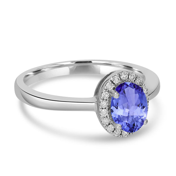 0.76ct Oval Tanzanite Ring with 0.11 cttw Diamond