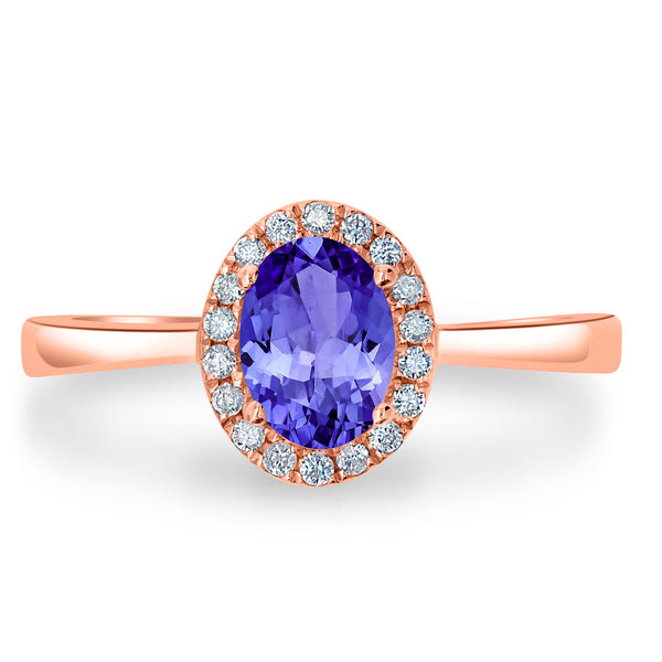 0.76ct Oval Tanzanite Ring with 0.11 cttw Diamond